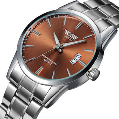 Mens Business Stainless Steel Band Date Luxury