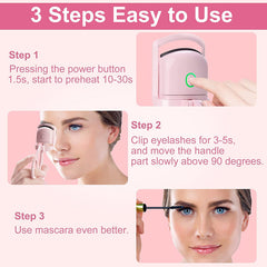 Eyelash Curler Portable Electric Heated Comb Eye Lash Long Lasting Eyelashes