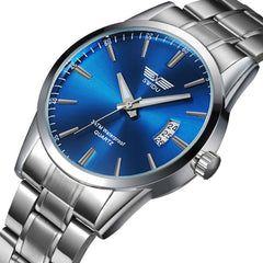 Mens Business Stainless Steel Band Date Luxury