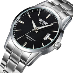 Mens Business Stainless Steel Band Date Luxury