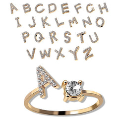 New Design Adjustable 26 Initial Letter Ring Fashion