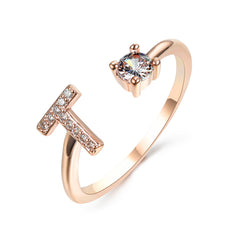 New Design Adjustable 26 Initial Letter Ring Fashion