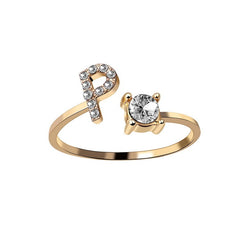 New Design Adjustable 26 Initial Letter Ring Fashion