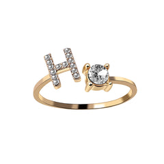 New Design Adjustable 26 Initial Letter Ring Fashion